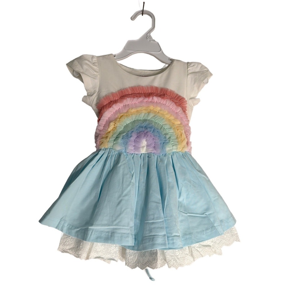 NWOT Girl August Boutique Dress Tulle Rainbow Lined Colorful Party Sz‎ 2